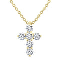 1/4 Ctw Round Cut Diamond Christian Cross 6-Stone Fashion Pendant With Chain in 14K Yellow Gold