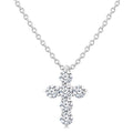 1/4 Ctw Round Cut Diamond Christian Cross 6-Stone Fashion Pendant With Chain in 14K White Gold