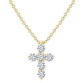 1/4 Ctw Round Cut Diamond Christian Cross 6-Stone Fashion Pendant With Chain in 14K Yellow Gold