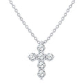 1/4 Ctw Round Cut Diamond Christian Cross 6-Stone Fashion Pendant With Chain in Platinum