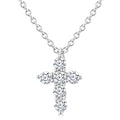 1/6 Ctw Round Cut Diamond Christian Cross 6-Stone Fashion Pendant With Chain in 14K White Gold