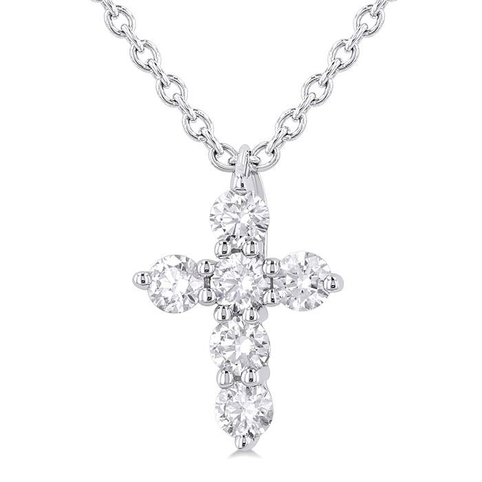 Umber Chantilly 6 Stone Cross Diamond Fashion Pendant
