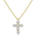 1/6 Ctw Round Cut Diamond Christian Cross 6-Stone Fashion Pendant With Chain in 14K Yellow Gold