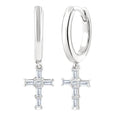 Cross Petite Diamond Fashion Hoop Earrings