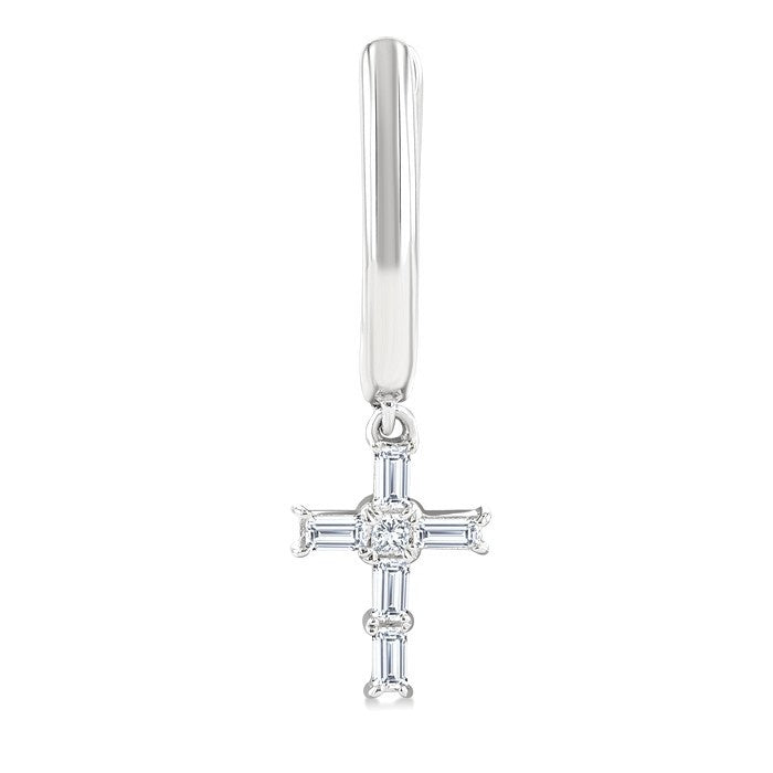 Cross Petite Diamond Fashion Hoop Earrings