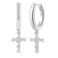 Cross Petite Diamond Fashion Hoop Earrings