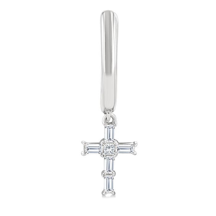 Cross Petite Diamond Fashion Hoop Earrings