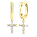 Cross Petite Diamond Fashion Hoop Earrings