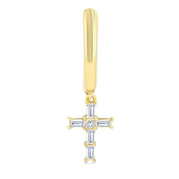 Cross Petite Diamond Fashion Hoop Earrings
