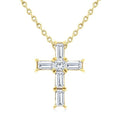 1/6 Ctw Princess and Baguette Cut Diamond Cross Petite Fashion Pendant With Chain in 10K Yellow Gold