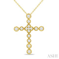 1/4 Ctw Round Cut Diamond Bubble Cross Pendant With Chain in 10K Yellow Gold