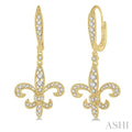 1/2 Ctw Fleur De Lis Motif Round Cut Diamond Earrings in 14K Yellow Gold