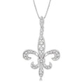 1/3 Ctw Round Cut Diamond Fleur De Lis Pendant in 14K White Gold with Chain