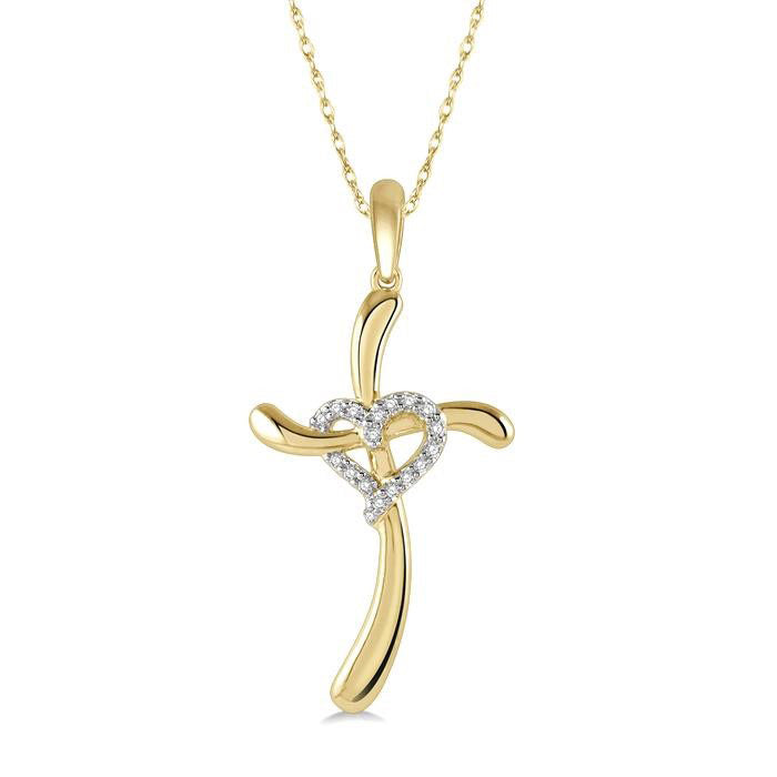 Cross & Heart Shape Diamond Fashion Pendant