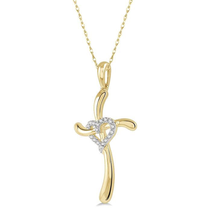 Cross & Heart Shape Diamond Fashion Pendant