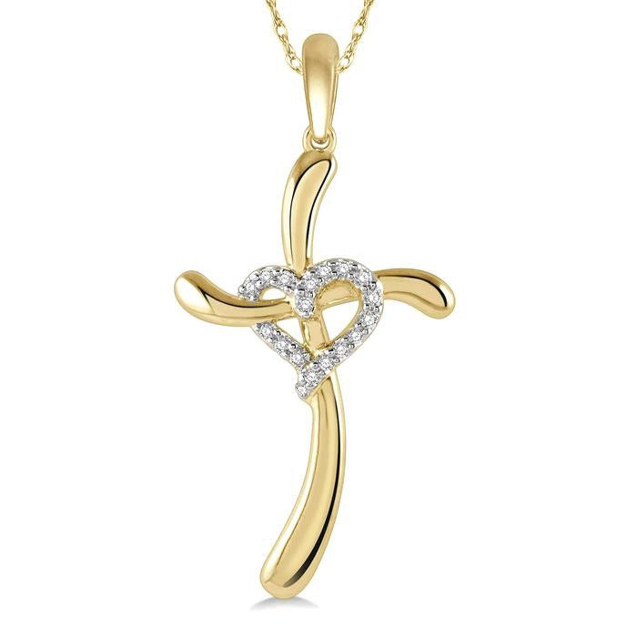 Cross & Heart Shape Diamond Fashion Pendant