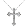 1/5 Ctw Round Cut Diamond Cross Petite Fashion Pendant With Chain in 10K White Gold
