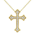 Velour Thistle Cross Petite Diamond Fashion Pendant