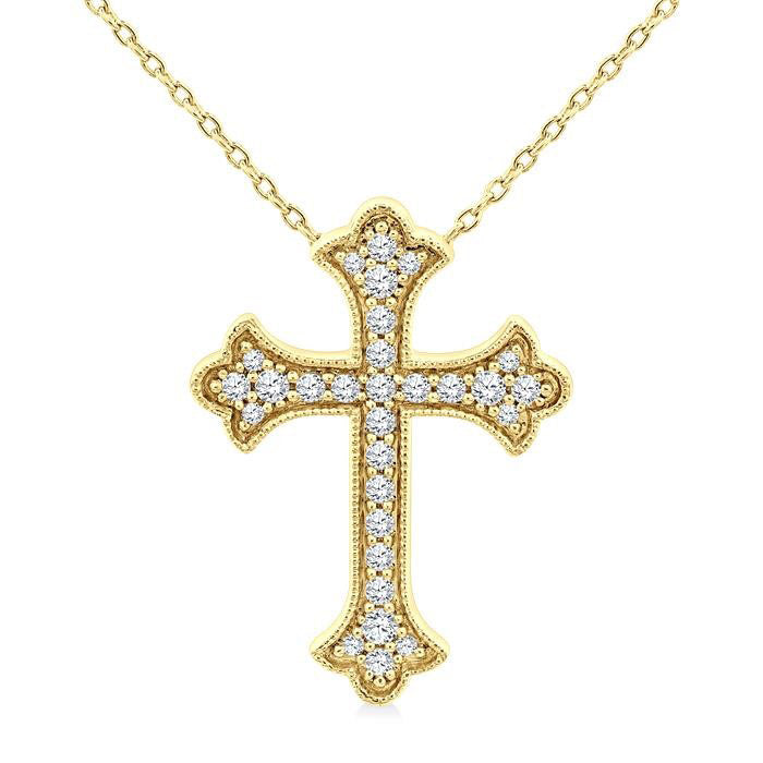Velour Thistle Cross Petite Diamond Fashion Pendant