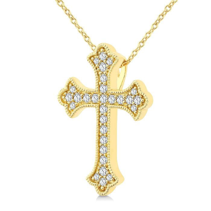 Velour Thistle Cross Petite Diamond Fashion Pendant