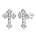 1/6 Ctw Round Cut Diamond Cross Petite Fashion Earrings in 10K White Gold