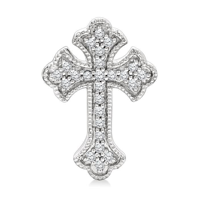 1/6 Ctw Round Cut Diamond Cross Petite Fashion Earrings in 10K White Gold
