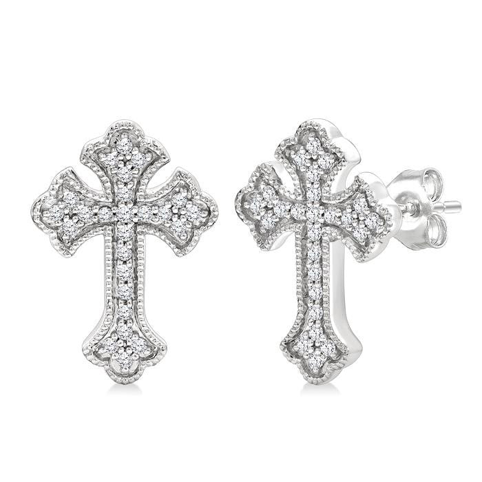 Cross Petite Diamond Fashion Earrings