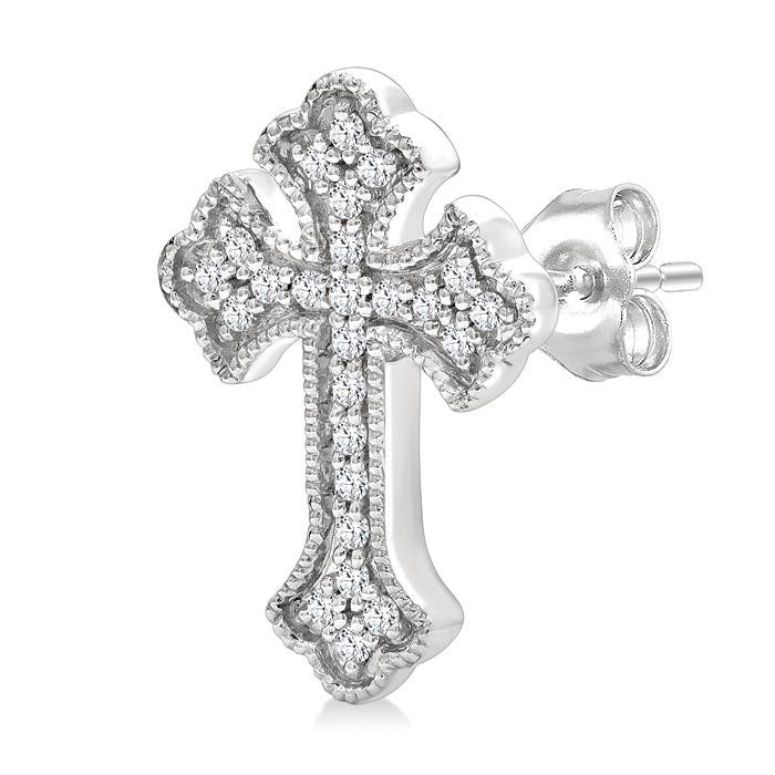 Cross Petite Diamond Fashion Earrings