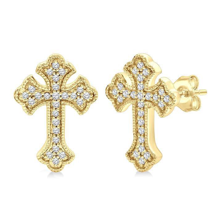 Cross Petite Diamond Fashion Earrings