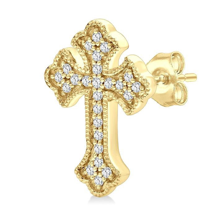 Cross Petite Diamond Fashion Earrings