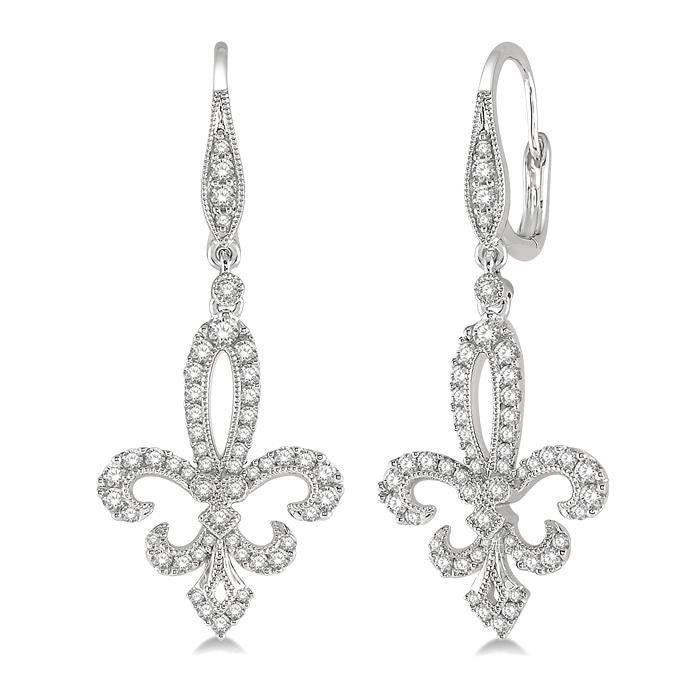 Fleur De Lis Diamond Earrings