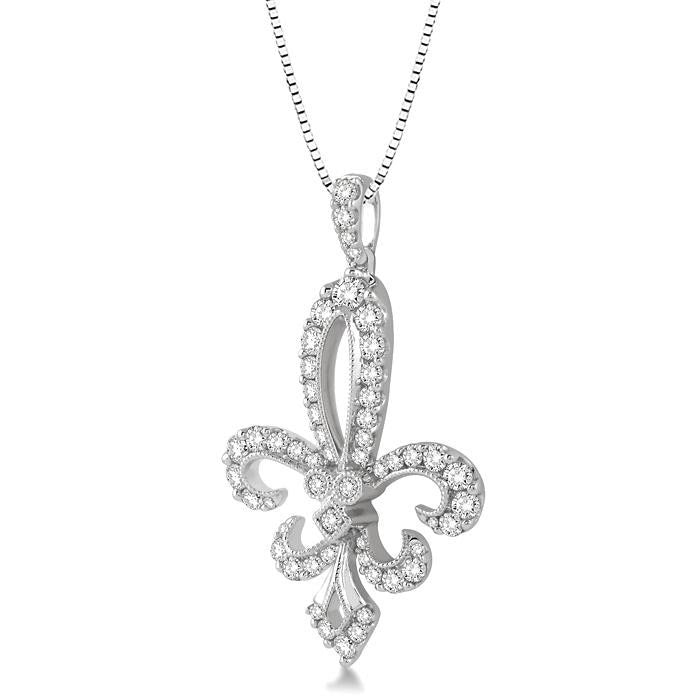 Majesty Oleander Fleur De Lis Diamond Pendant