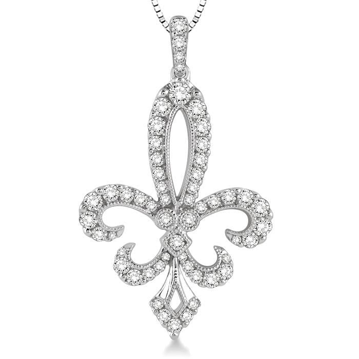 Majesty Oleander Fleur De Lis Diamond Pendant
