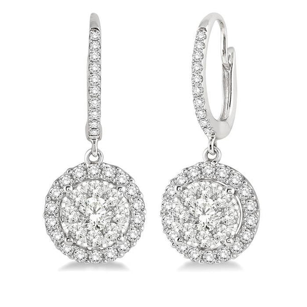 1 Ctw Round Cut Diamond Shine Bright Earrings in 14K White Gold