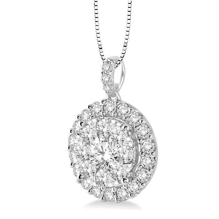 Evadne Round Shape Halo Shine Bright Essential Diamond Pendant