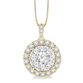 1 Ctw Round Cut Diamond Shine Bright Pendant in 14K Yellow and White Gold with Chain