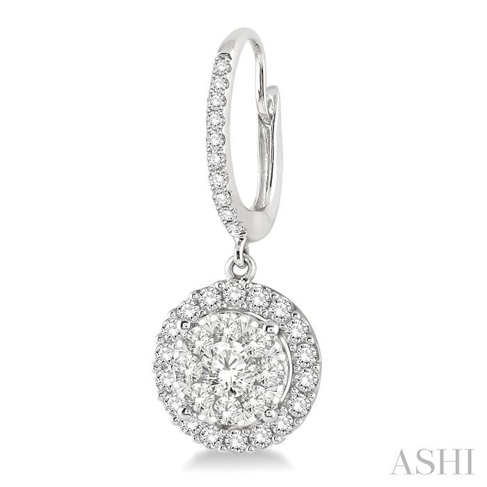 1 Ctw Round Cut Diamond Shine Bright Earrings in 14K White Gold