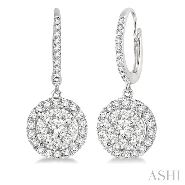 1 Ctw Round Cut Diamond Shine Bright Earrings in 14K White Gold