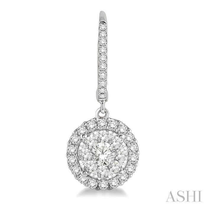 1 Ctw Round Cut Diamond Shine Bright Earrings in 14K White Gold