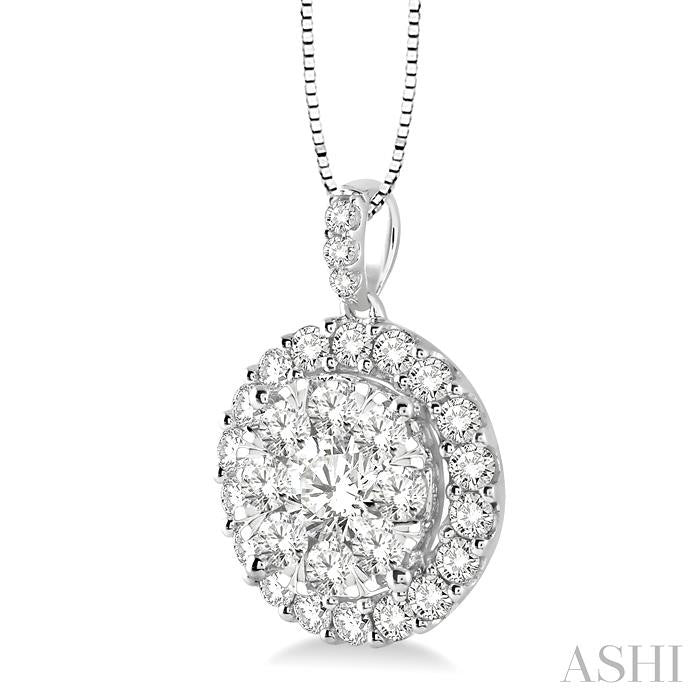 1 Ctw Round Cut Diamond Shine Bright Pendant in 14K White Gold with Chain