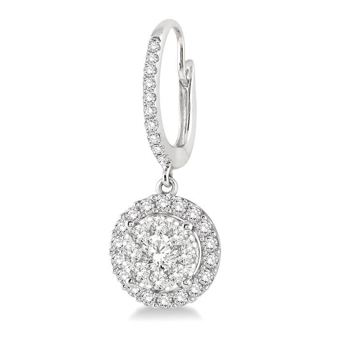 3/4 Ctw Round Cut Diamond Shine Bright Earrings in 14K White Gold