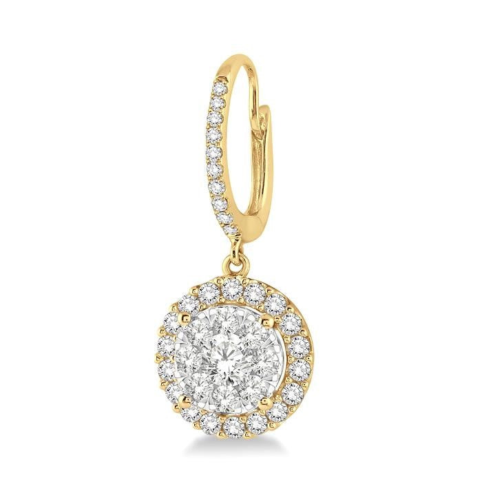 3/4 Ctw Round Cut Diamond Shine Bright Earrings in 14K Yellow and White Gold