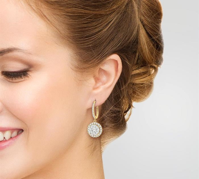 3/4 Ctw Round Cut Diamond Shine Bright Earrings in 14K Yellow and White Gold