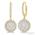 3/4 Ctw Round Cut Diamond Lovebright Earrings in 14K Yellow and White Gold