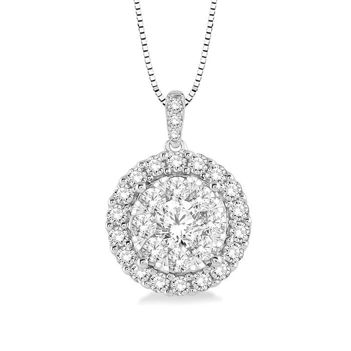 1/2 Ctw Round Cut Diamond Shine Bright Pendant in 14K White Gold with Chain