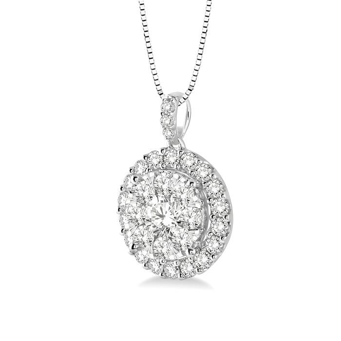 1/2 Ctw Round Cut Diamond Shine Bright Pendant in 14K White Gold with Chain