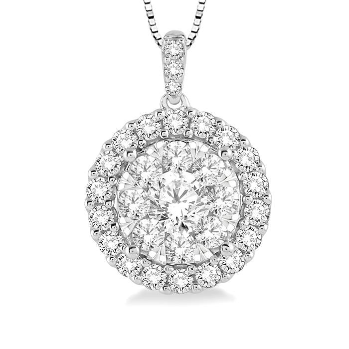 1/2 Ctw Round Cut Diamond Shine Bright Pendant in 14K White Gold with Chain