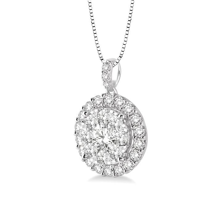 1/2 Ctw Round Cut Diamond Shine Bright Pendant in 14K White Gold with Chain