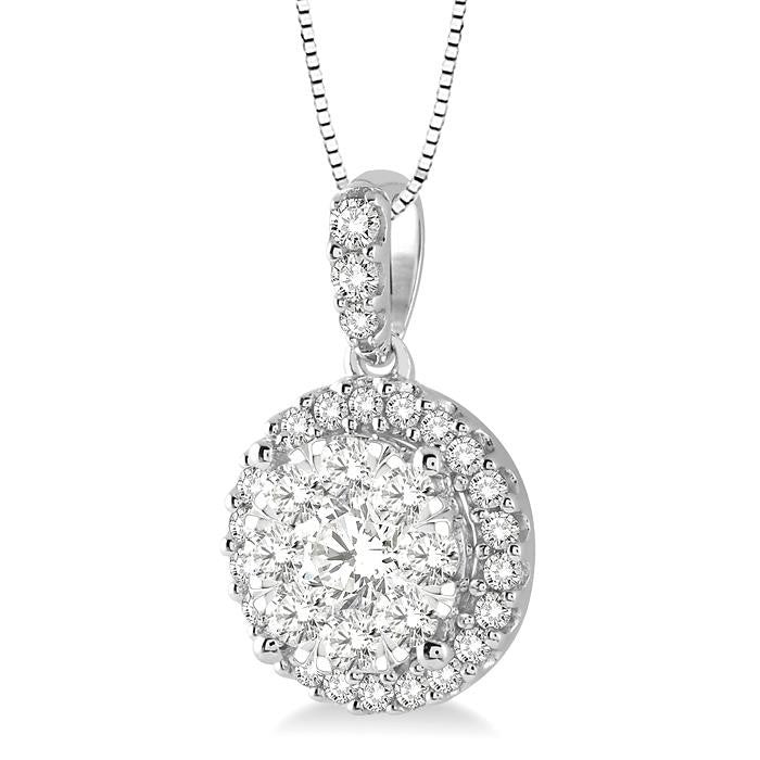 1/3 Ctw Round Cut Diamond Shine Bright Pendant in 14K White Gold with Chain