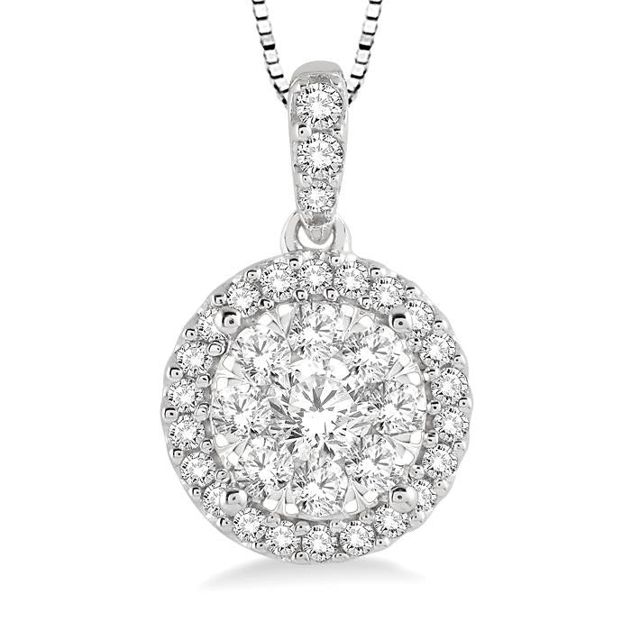 Maia Thistle Round Shape Halo Shine Bright Essential Diamond Pendant